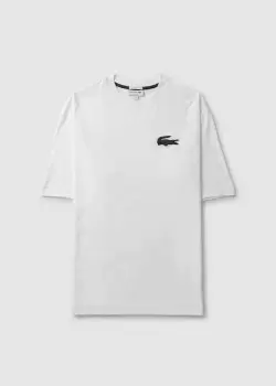 Image of Lacoste Mens Robert George Croc Oversized T-Shirt In White