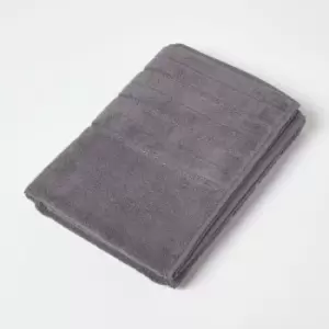 Image of HOMESCAPES Charcoal Sparkle Border 100% Cotton Bath Towel - Charcoal