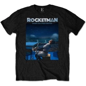 Image of Elton John - Rocketman Starry Night Unisex Medium T-Shirt - Black