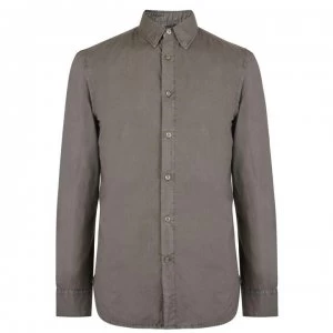 Image of French Connection Sleeve Cotton Shirt - Dk Olive