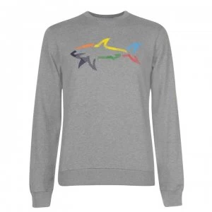 Image of Paul And Shark Multi Colour Shark Crew Sweatshirt - Grey 931