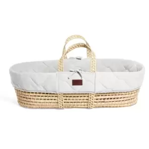 Image of The Little Green Sheep Natural Quilted Moses Basket and Mattress - Dove