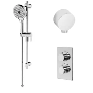 Image of Concealed Thermostatic Mixer Shower with Slide Rail Kit & Round Handset - EcoS9