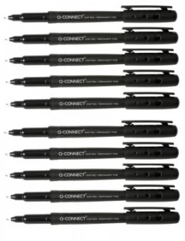 Image of Q-Connect OHP Pen Permanent Fine Black (Pack of 10)