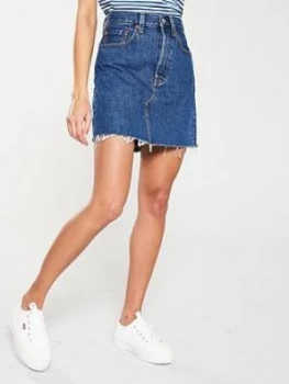 Image of Levis High Rise Deconstructed Iconic Skirt - Denim, Meet In The Middle, Size 26, Women