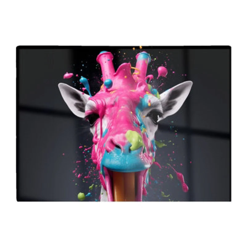 Image of Warren Reed Designer Splashart Giraffe Face Pink Glass Chopping Board