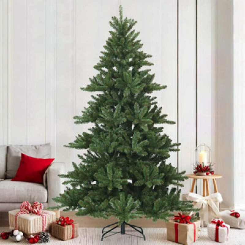 Image of Vidaxl Artificial Hinged Christmas Tree Green 210 Cm Pvc, Steel