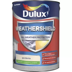 Image of Dulux Weathershield All Weather Protection Gardenia Smooth Masonry Paint 5L