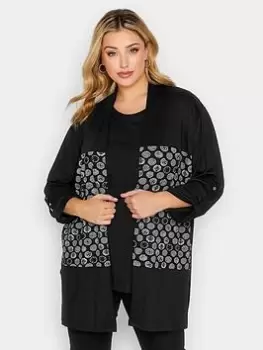 Image of Yours Block Detail Cardigan - Black, Size 16, Women