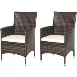 Image of Outsunny - 2PC Outdoor Rattan Armchair Wicker Dining Chair Set for Garden Brown - Mixed Brown