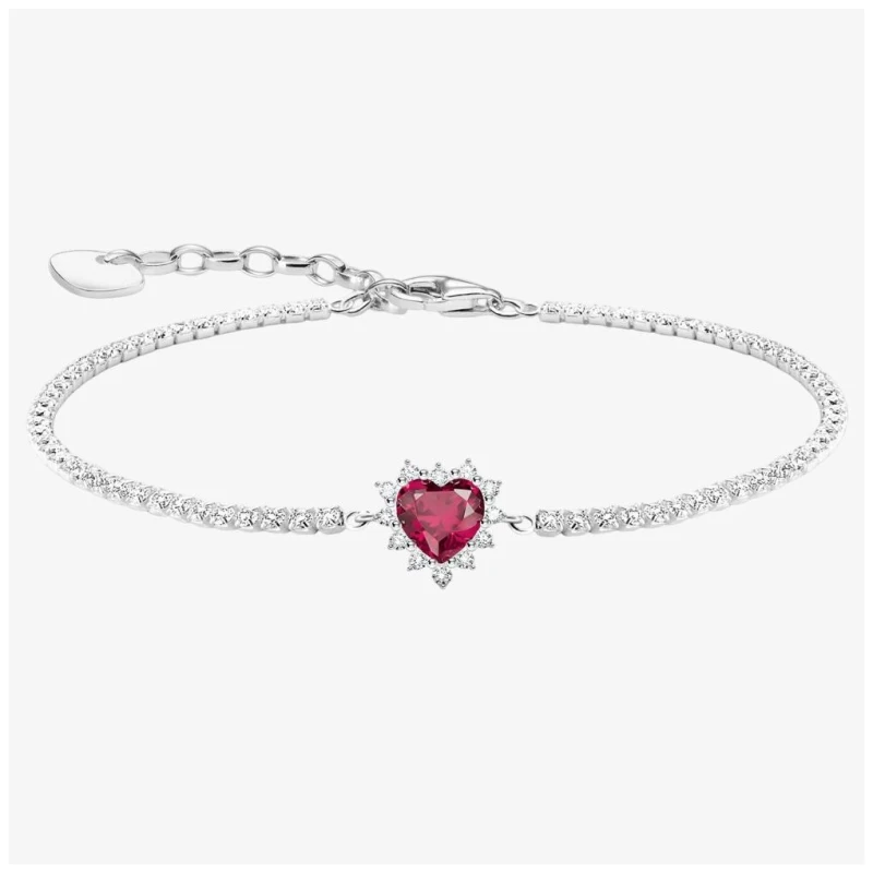 Image of THOMAS SABO Silver Ruby & CZ Romantic Heart Bracelet