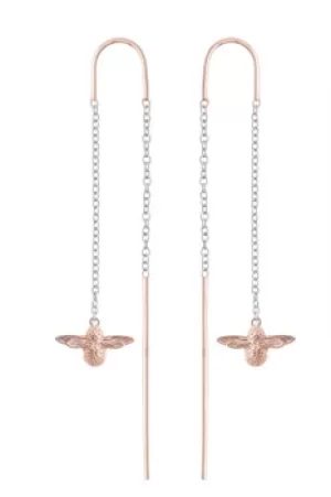Image of Ladies Olivia Burton Two-Tone Steel and Rose Plate Sterling Silver Chain Bee Earrings OBJ16AME15