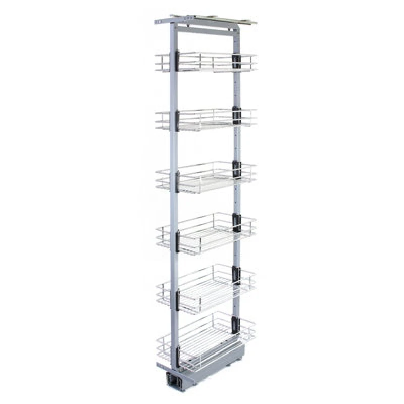 Image of Pull Out Kitchen Larder Soft Close Slide Out Storage Baskets Metal 190-220cm H, 46cm D