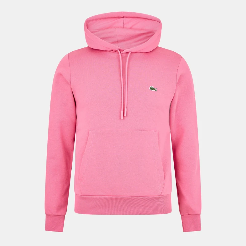 Image of Lacoste Mens Embroidered Pull Over Hoodie Reseda Pink male XS