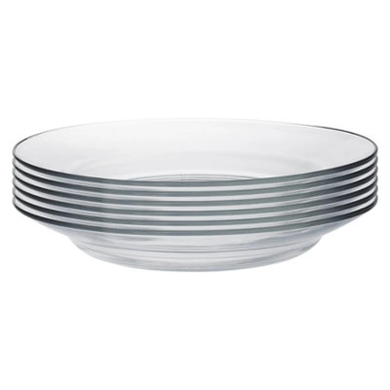 Image of Duralex Lys Glass Soup Plates Dishes - 230mm - Pack of 6 Clear