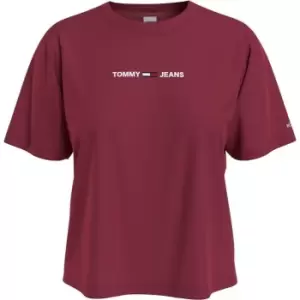 Image of Tommy Jeans Linear Logo T Shirt - Red