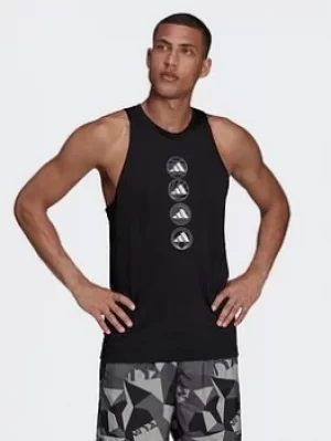 Image of adidas Run Logo Tank Top, Black, Size XS, Men