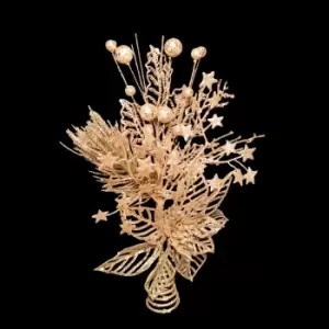 Image of 33cm Premier Gold Glitter Floral Christmas Tree Topper with Stars Berries and Branches
