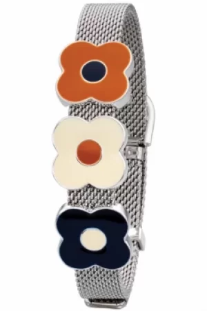 Image of Ladies Orla Kiely Silver Plated Abacus Flower Mesh Bracelet B4989