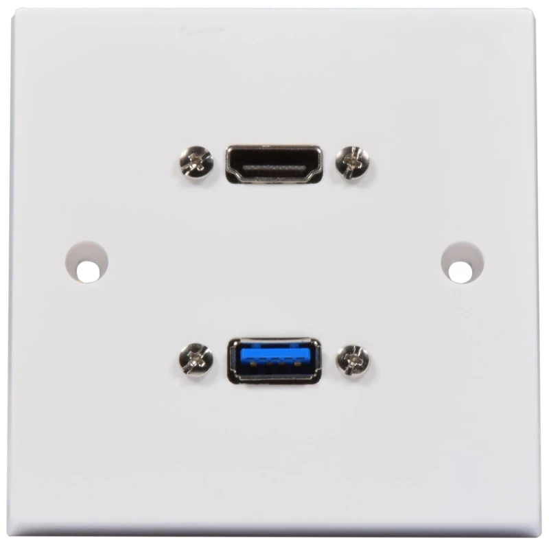 Image of Av:link Face Plate Wallplate HDMI v2.1 & USB 3.0 AVS-225950 HDMI Wall Plate