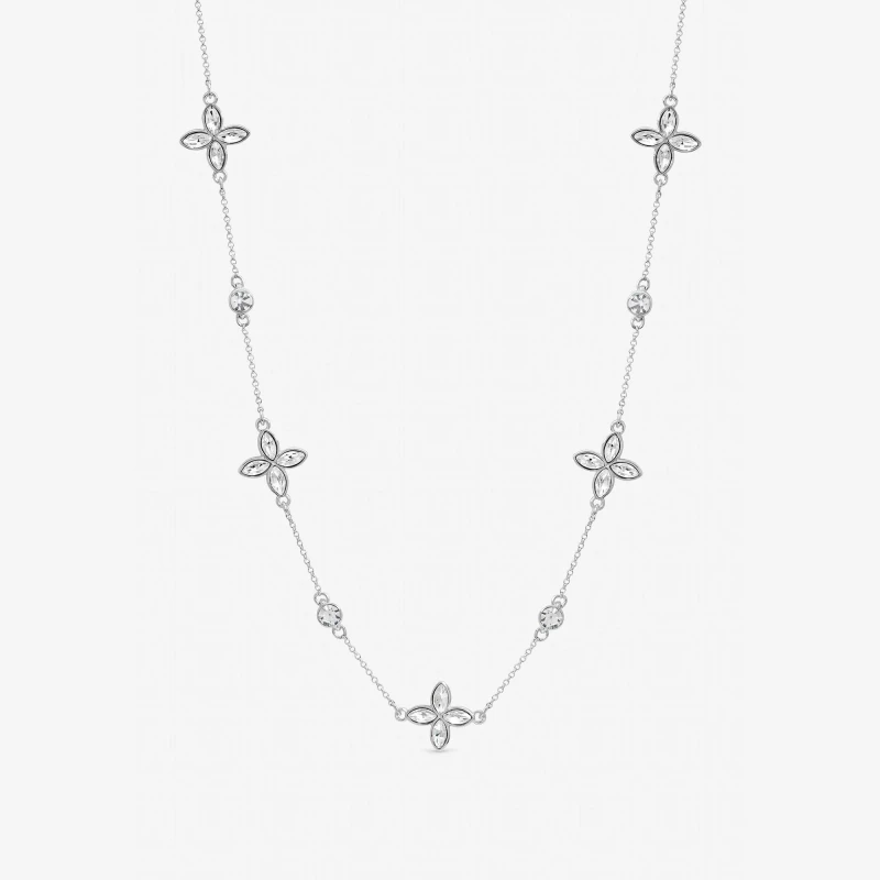 Image of Jon Richard Silver Plated and Crystal Clover Allway Chain Necklaces One Size Silver 71686611000