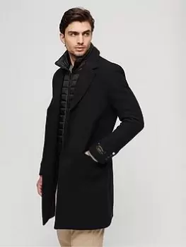 Image of Superdry 2 In 1 Wool Town Coat - Black Size S, Men