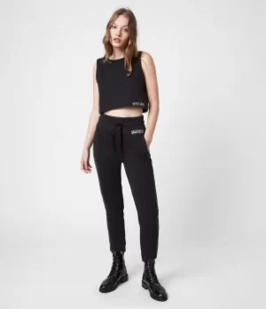Image of AllSaints Womens Lila Crop Sweat Top, Black, Size: 6