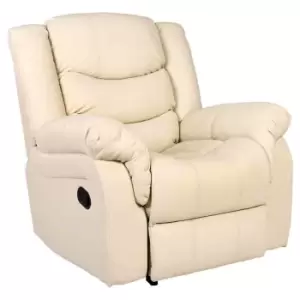 Image of Seattle Leather Recliner Chair Armchair - Cream