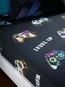 Image of Catherine Lansfield Game Over Fitted Sheet, Multi, Size Double