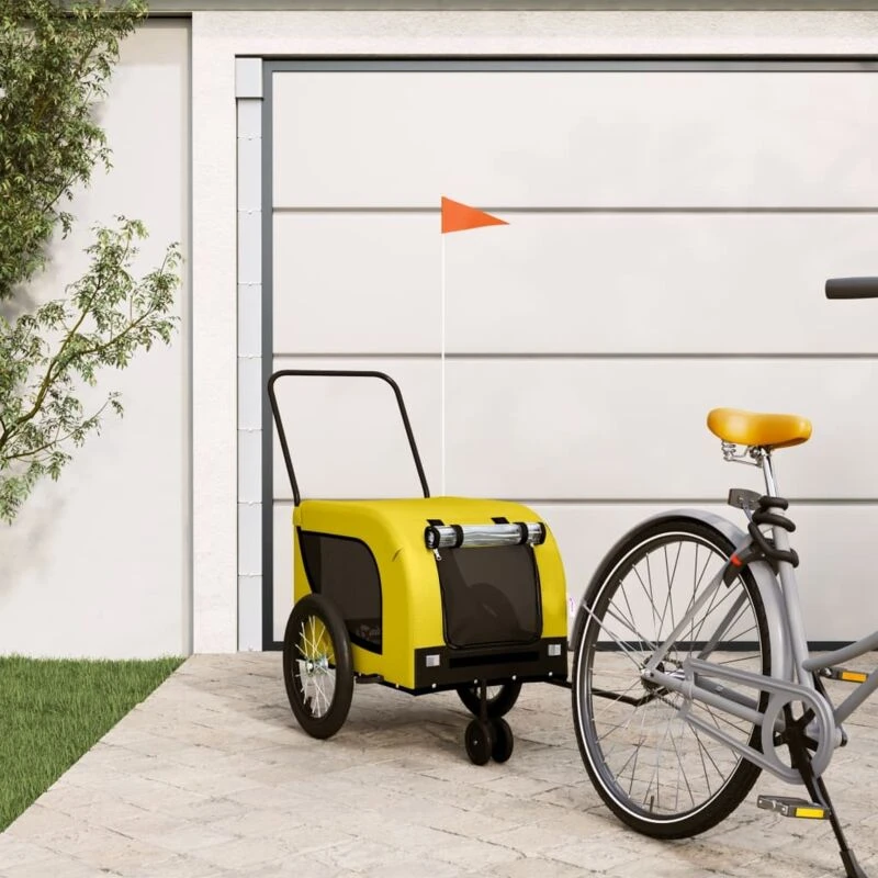 Image of VIDAXL Vidaxl - Pet Bike Trailer Yellow and Black Oxford Fabric and Iron 8720845771072
