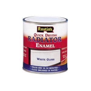 Image of Rustins Quick Dry Radiator Enamel Paint Satin White 500ml