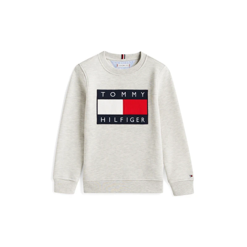 Image of Tommy Hilfiger Kids Heritage Crew Sweatshirt Light Grey P01 male 12Y
