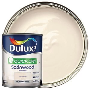 Image of Dulux Quick Dry Magnolia Satinwood Mid Sheen Paint 750ml