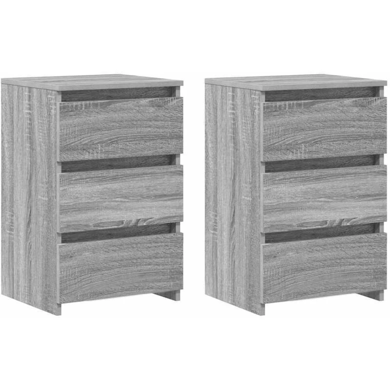 Image of Vidaxl Bed Cabinets 2 Pcs Grey Sonoma 40X35X62.5cm Engineered Wood, Grey 815174