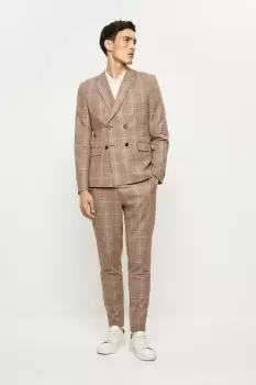 Image of Skinny Fit Red Pow Check Double Breasted Suit Jacket