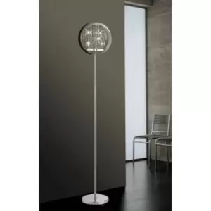 Image of Geo floor lamp with Black shade 9 polished chrome / crystal bulbs