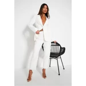 Image of I Saw It First White Petite Premium Tailored Straight Leg Trousers - White