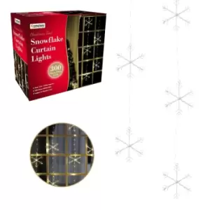 Image of Christmas Workshop 1.2 x 0.85m 300 LED 13 Snowflake Curtain Lights - Warm White
