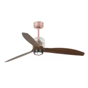 Image of Deco LED Copper, Wood Ceiling Fan with DC Motor, 3000K