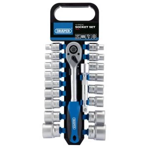 Image of Draper 1/2" Square Drive Metric Socket And Ratchet Set (19 Piece)