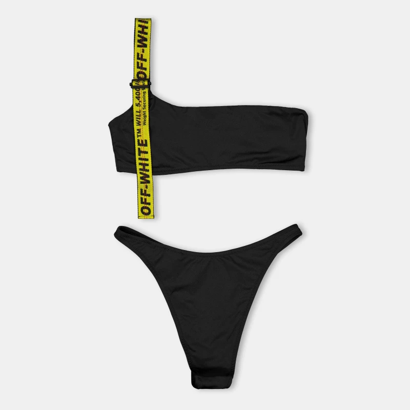 Image of Off White Womens Aysm Asymmetric Bikini Set Black female 4 (3XS)