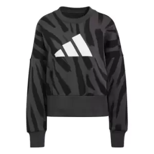 Image of adidas 3 Bar AOP Crew Sweatshirt Womens - Black