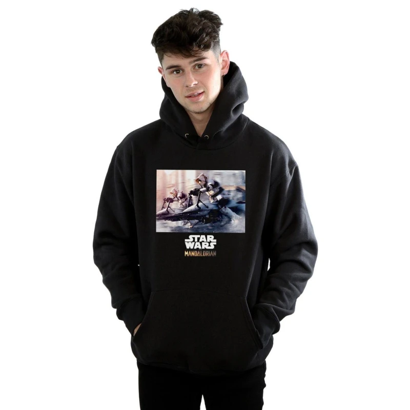 Image of Star Wars Star Wars Men The Mandalorian Scout Troopers Hoodie in Black Size: Small Black S Male 5059400106206