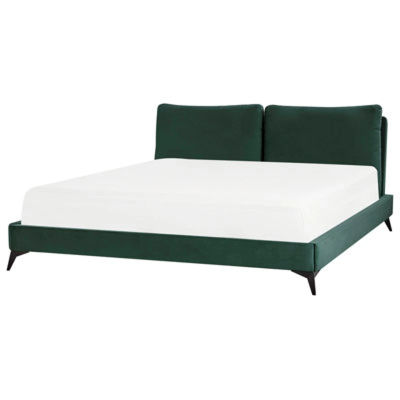 Image of Beliani Bed Velvet Melle 180 X 200 Cm (Eu Super King) Emerald Green