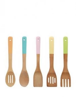 Image of Premier Housewares 5 Piece Pastel Coloured Bamboo Utensil Set - Multi