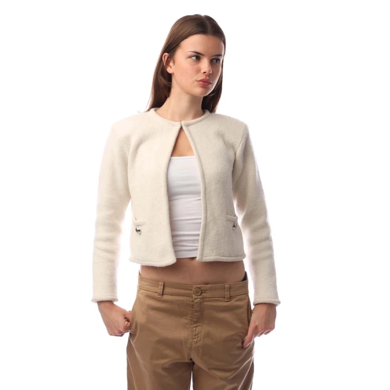 Image of Boss Womens Ficily Knitted Sweater Vest Open White female 8 (S)