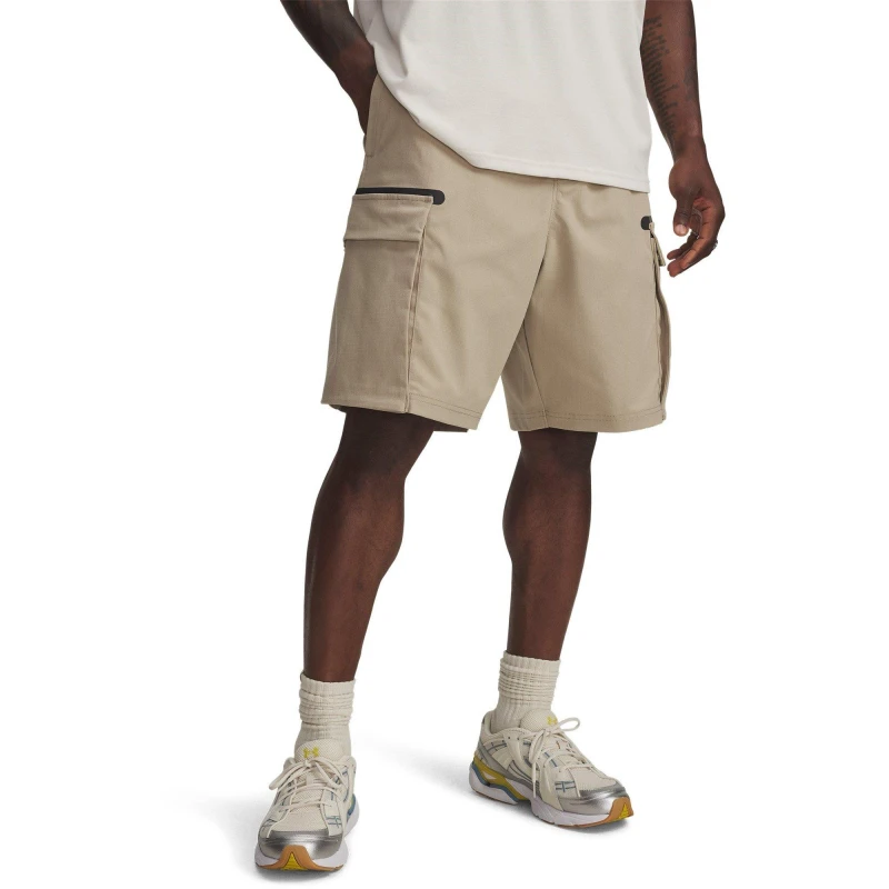 Image of Under Armour Mens Utility Performance Gym Shorts Performance Shorts S Brown 47097069350
