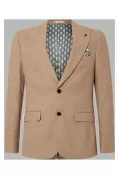 Image of Slim Fit Neutral Tweed Suit Jacket