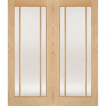 Image of Lincoln Internal Glazed Unfinished Oak 3 Lite Pair Doors - 1524 x 1981mm