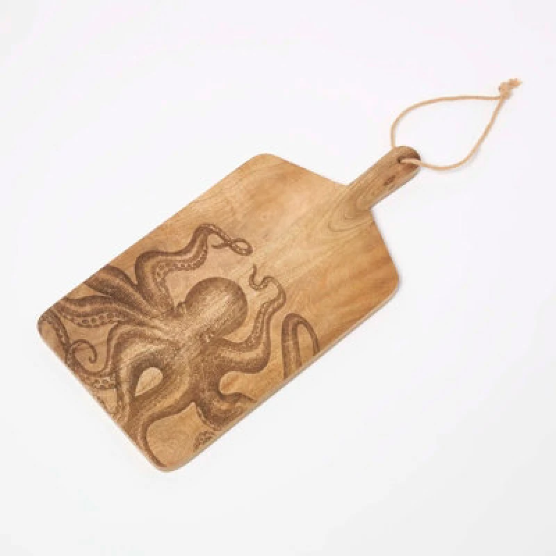Image of Homescapes Wooden Cutting Board Octopus